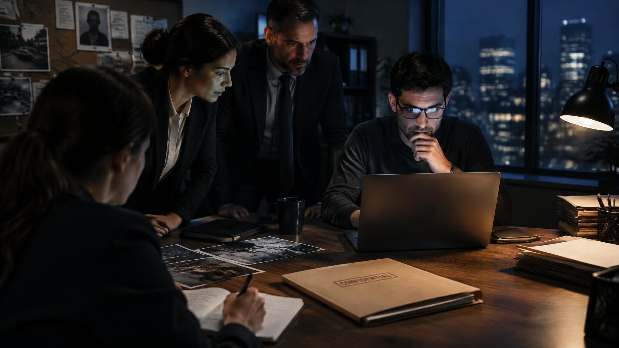 team discussing case in office