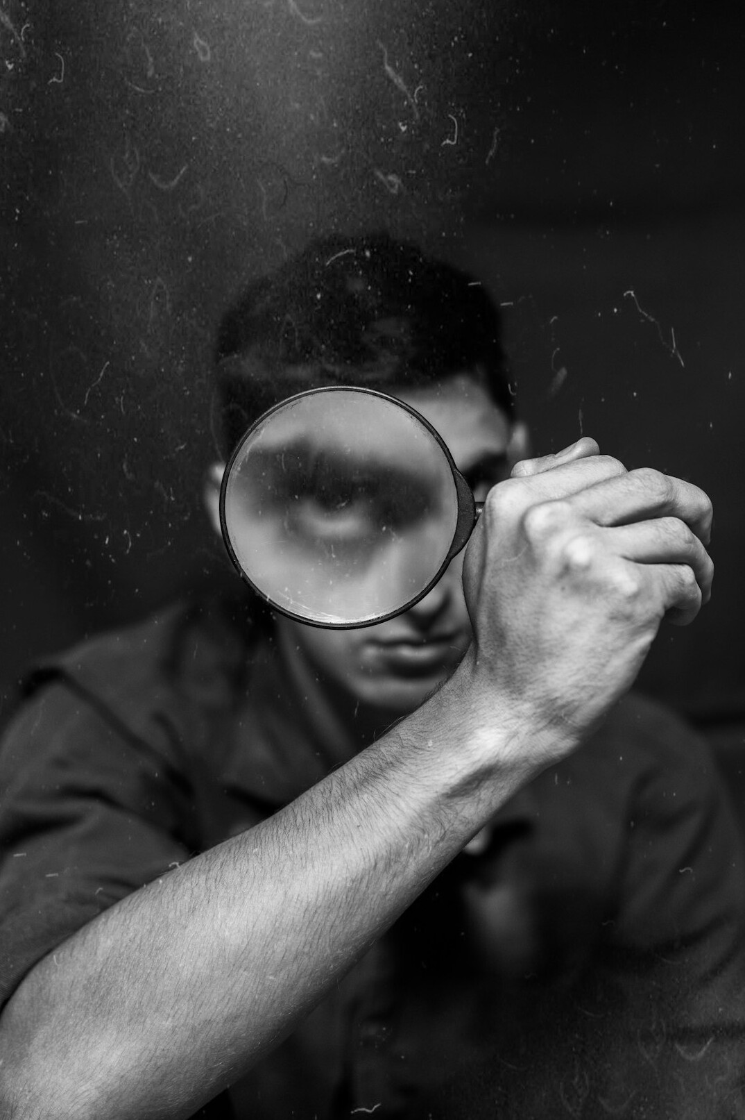 detective investigating hidden case