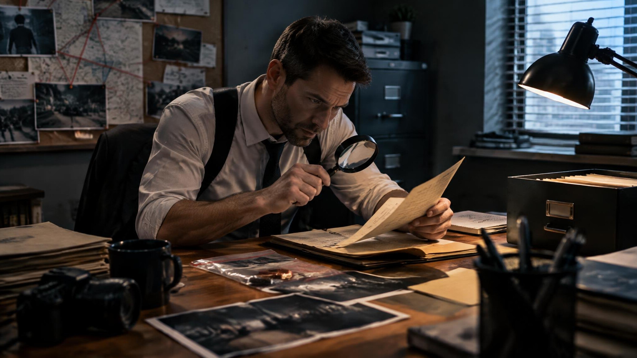 detective examining evidence